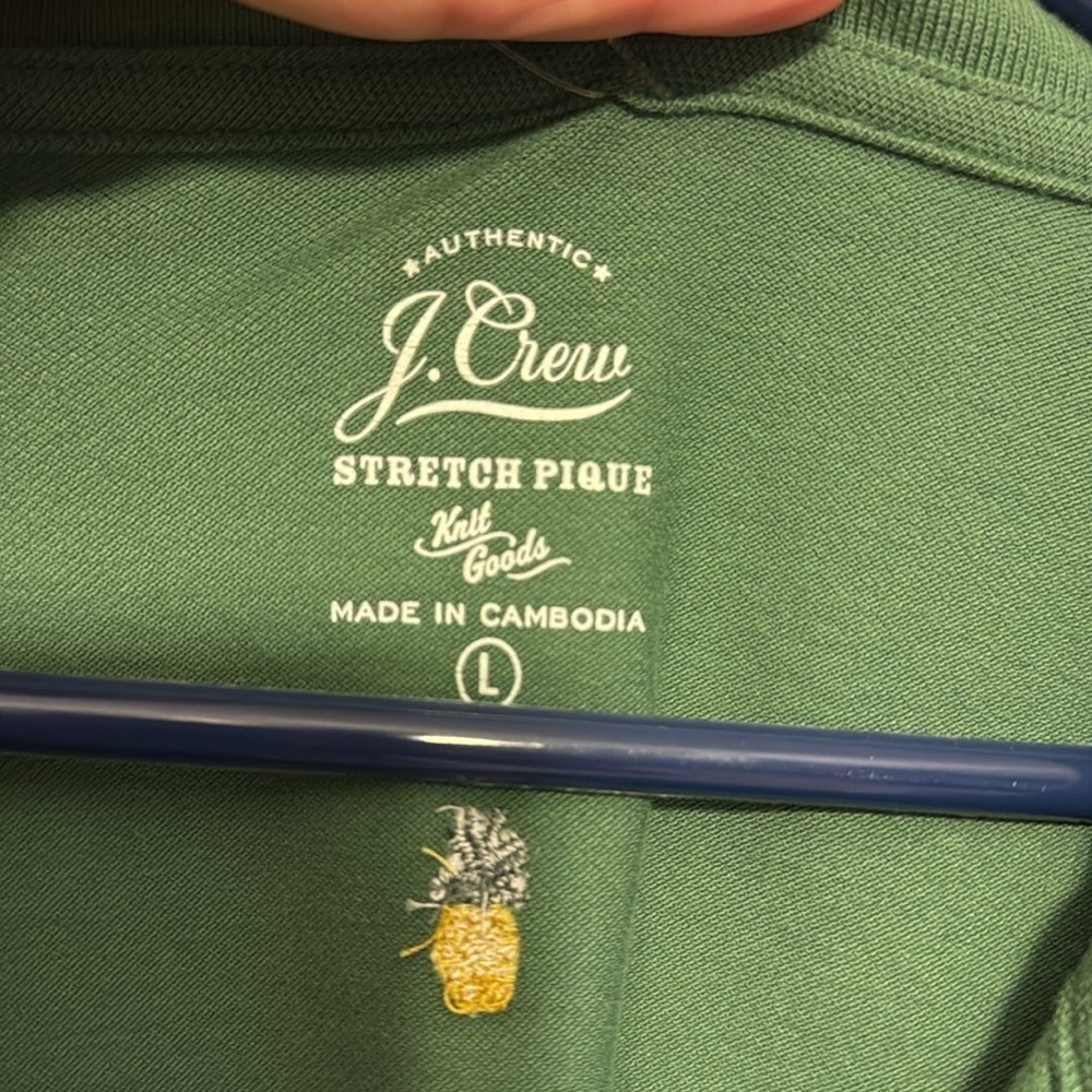 NWT J.Crew Men’s Palm Tree/ Pineapple Embroidered Polo Sz Large Slim - Picture 4 of 6